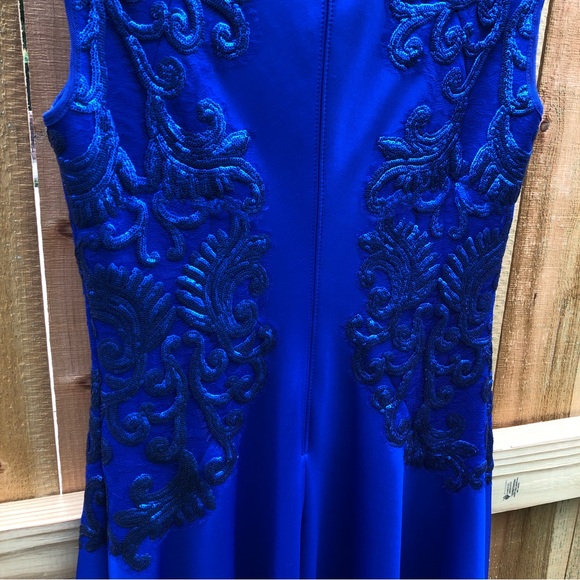 Tadashi Shoji Royal Blue Sheath Dress with Paisley Sequins Medium - Picture 8 of 12